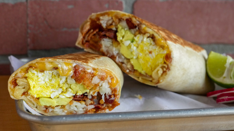 Breakfast burrito with egg and cheese