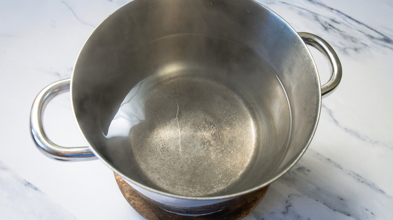 Boiled water in pot