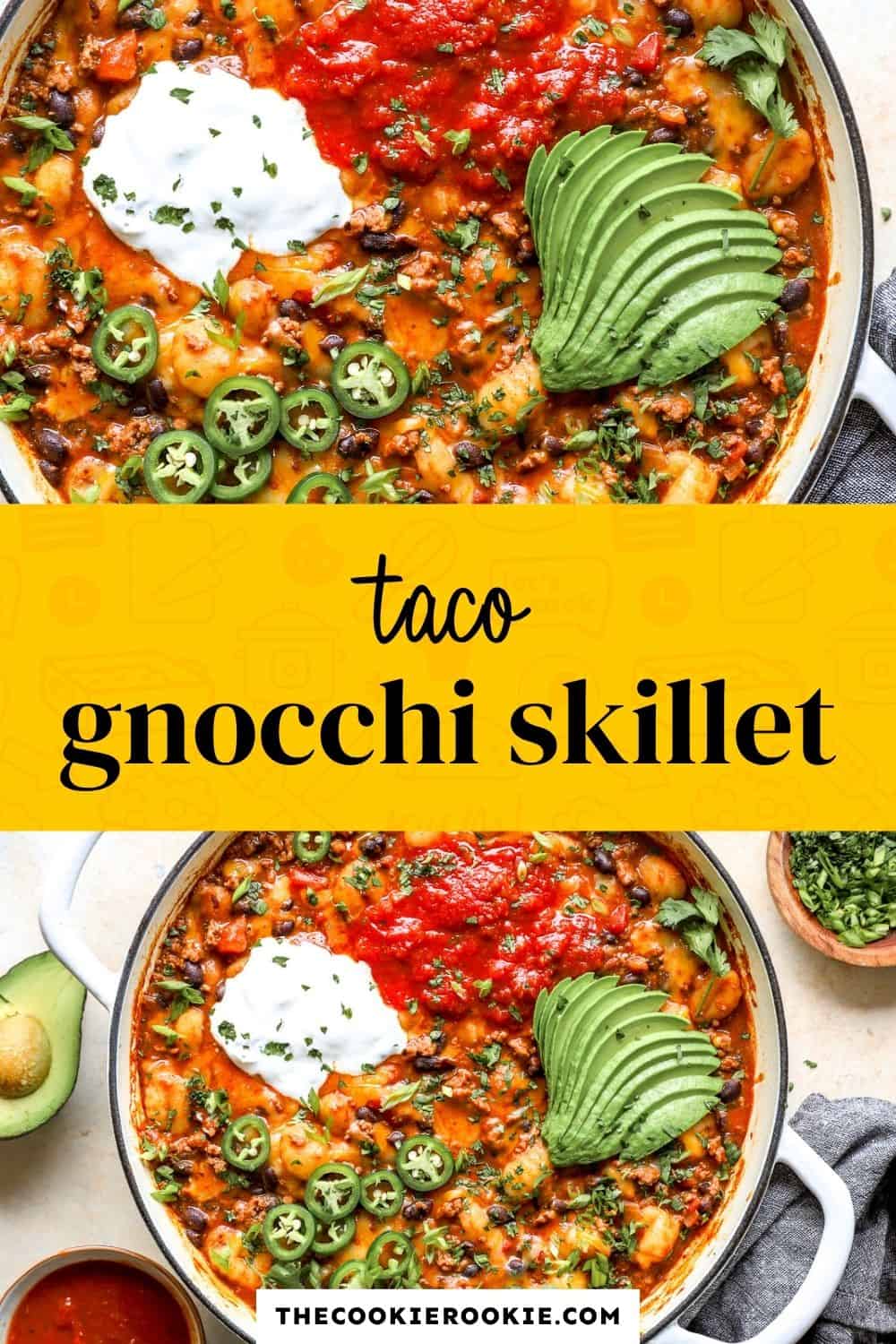 taco gnocchi skillet pin image