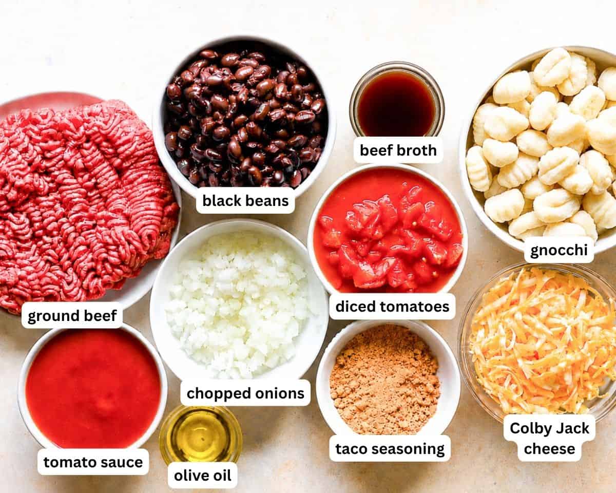 taco gnocchi skillet ingredients