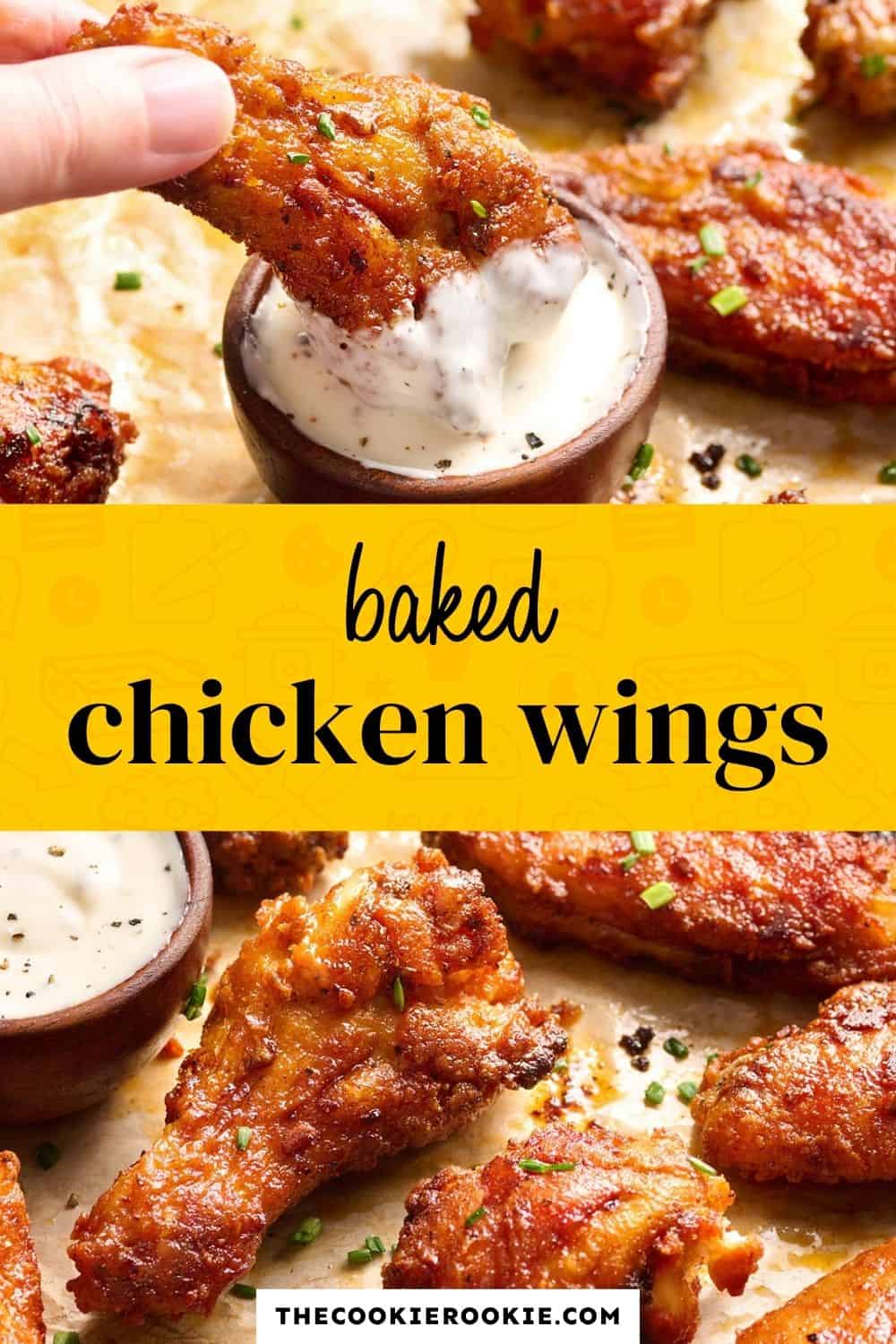 baked chicken wings pin image