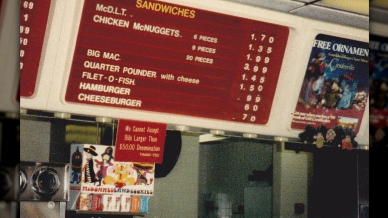 A McDonald's in the '80s with a cookie dispenser below the menu