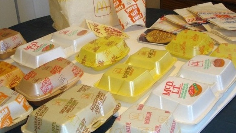 McDonald's items from the 1980s came in styrofoam clamshells