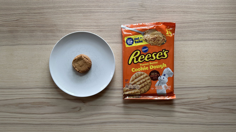 Pillsbury Reese's peanut butter cookie dough on wooden table
