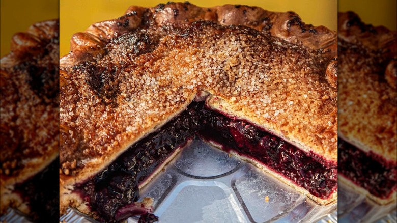 Sliced blueberry pie from The Place Bakery