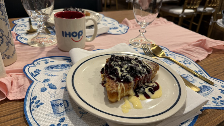 Blueberry french toast on a table setting