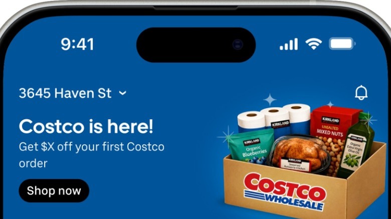 Mobile screen of Costco ordering page on Uber Eats