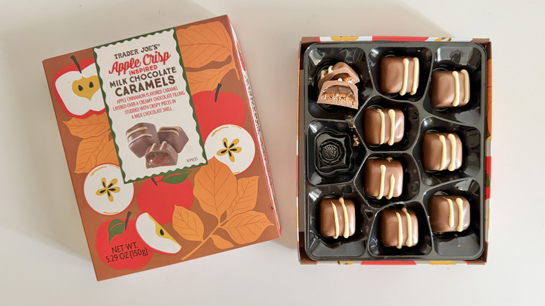 Open box of Apple Crisp Milk Chocolate Caramels