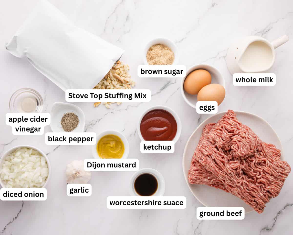 Stovetop Stuffing Meatloaf ingredients