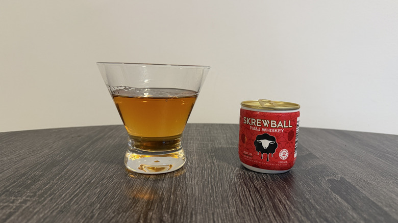 One red can of Skrewball whiskey