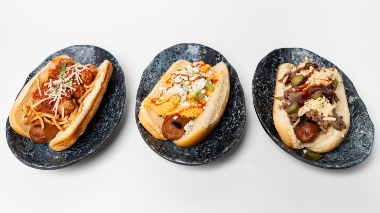 A product shot of the Hot Dog Flight from Aramark Sports + Entertainment