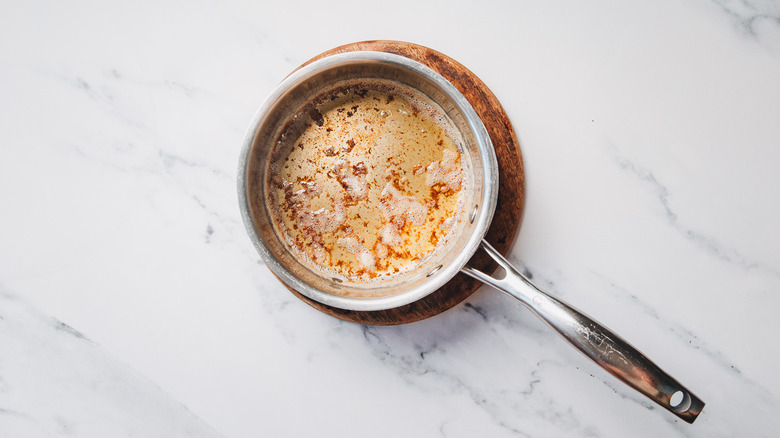 Brown butter in saucepan