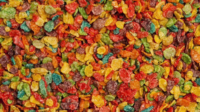 Fruity Pebbles cereal close up