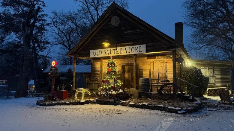 Old Sautee Store at night in the winter