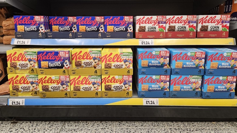 U.S cereal brands on a supermarket shelf