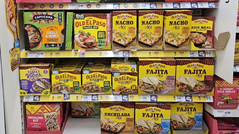U.K. supermarket shelves with Old El Paso products