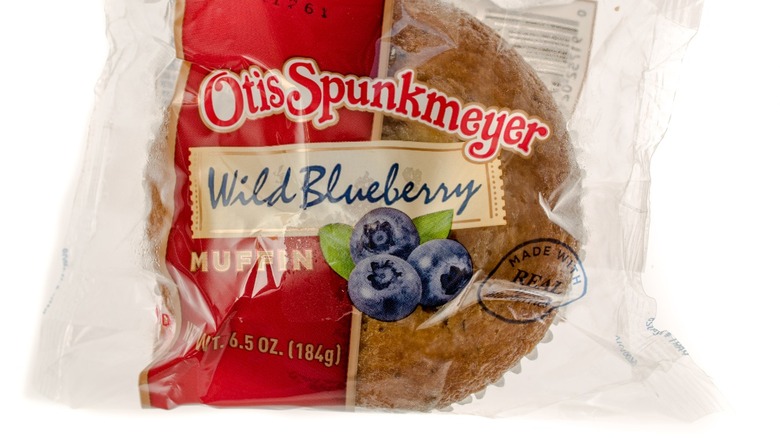 An Otis Spunkmeyer muffin in its wrapper