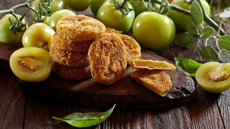 A plate of fried green tomatoes