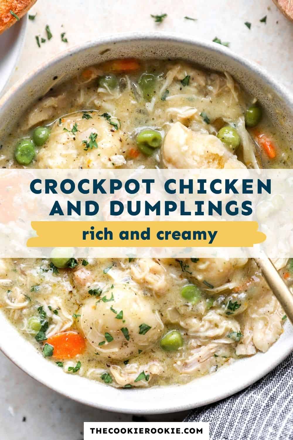 crockpot chicken and dumplings pin image