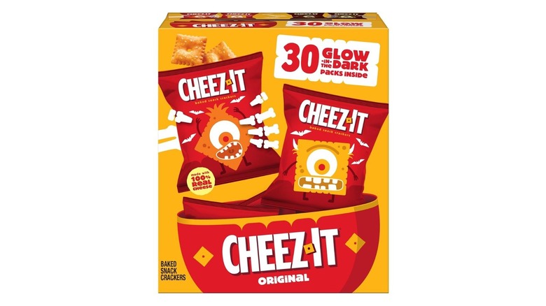 An orange package of individual Cheez-It bags for Halloween