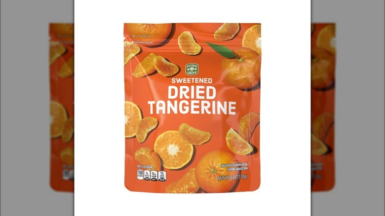 Orange bag of Southern Grove Sweetened Dried Tangerines from Aldi