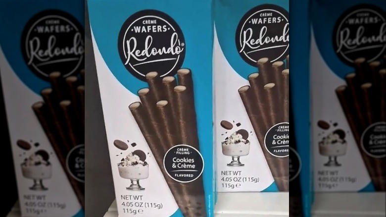 Blue box of Redondo Cookies & Créme Wafers cookies