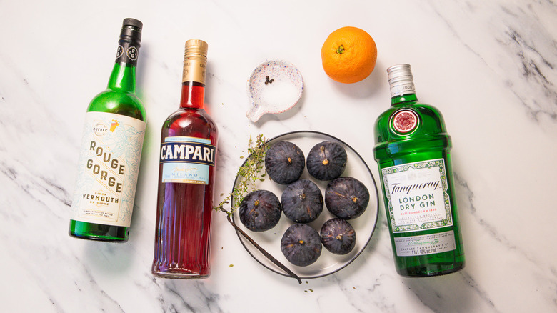 Ingredients for fig-infused negroni
