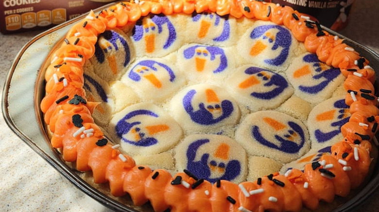 Close-up of a Pillsbury cookie skillet for Halloween