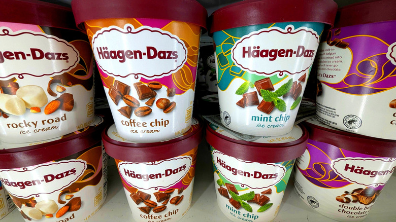 haagen-dazs ice cream various flavors on shelf