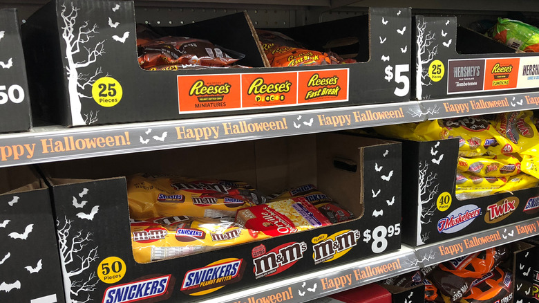 Halloween candy on display at a Dollar General store