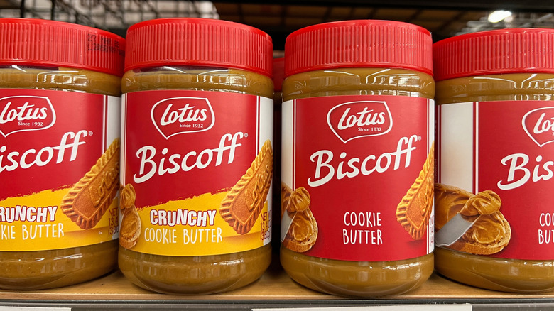 Jars of Biscoff cookie butter