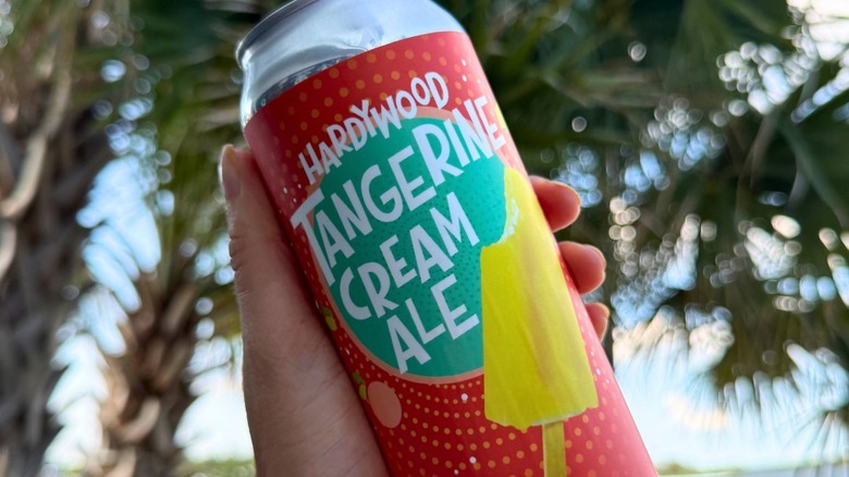 hand holds beer can of Hardywood Tangerine Cream Ale