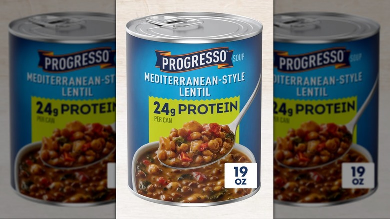Can of Progresso Protein Mediterranean-Style Lentil Soup