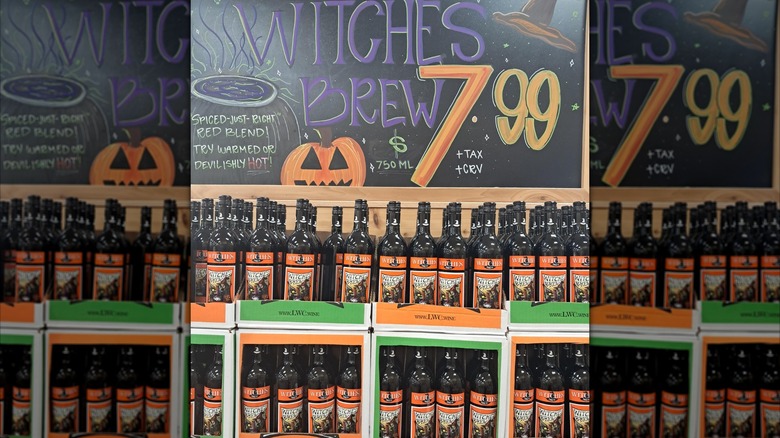 A display of Witches Brew mulled wine at a Trader Joe's store