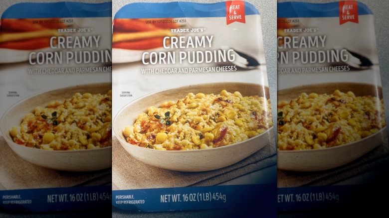 A package of Trader Joe's Creamy Corn Pudding