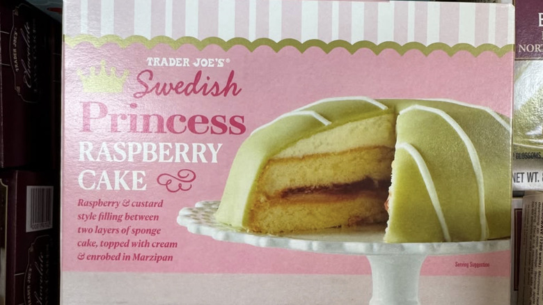 Box of Trader Joe's Princess Raspberry Cake