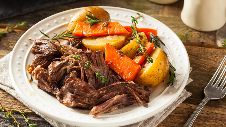 A plate of homemade pot roast