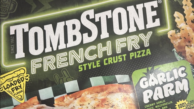 A box of Tombstone French Fry Style Crust Garlic Parm Pizza