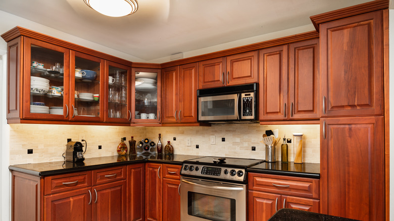dark wood cabinets