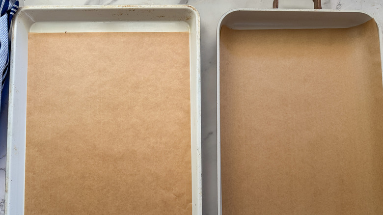 2 lined baking sheets