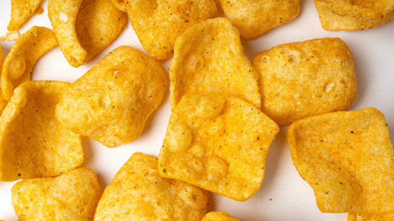 Lentil chips on white surface