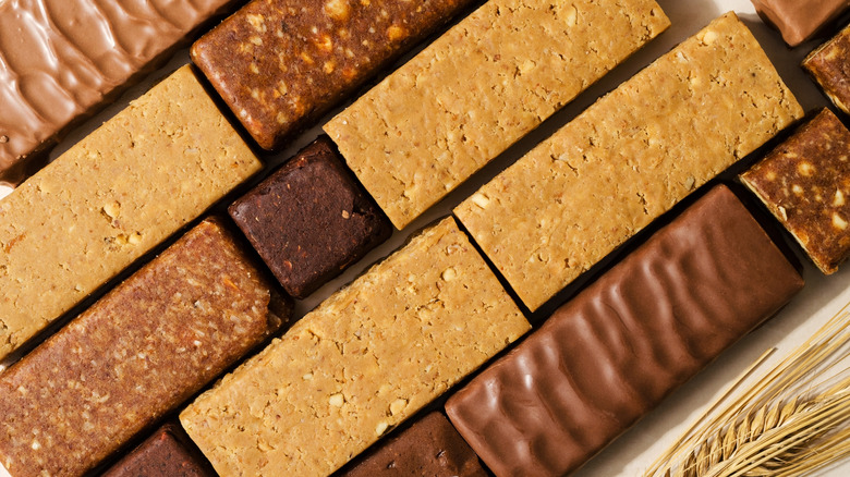Assortment of various protein and energy bars