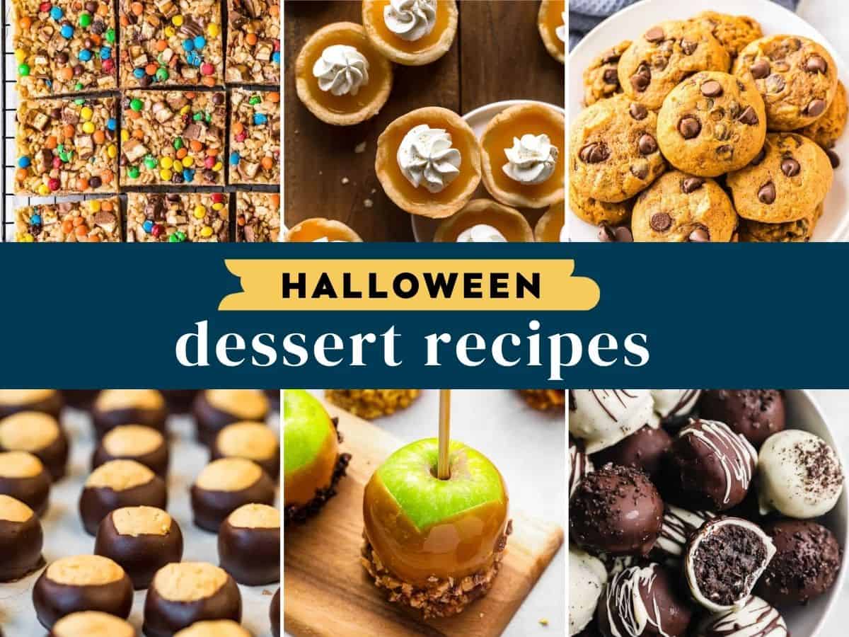 Halloween dessert recipes collage image