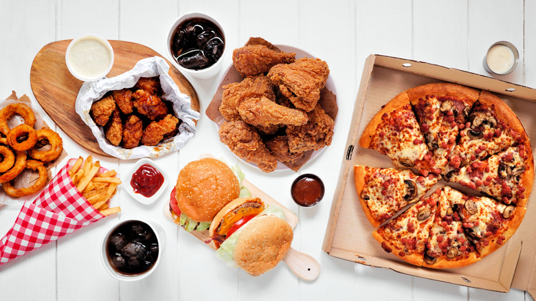 assortment of fast food items