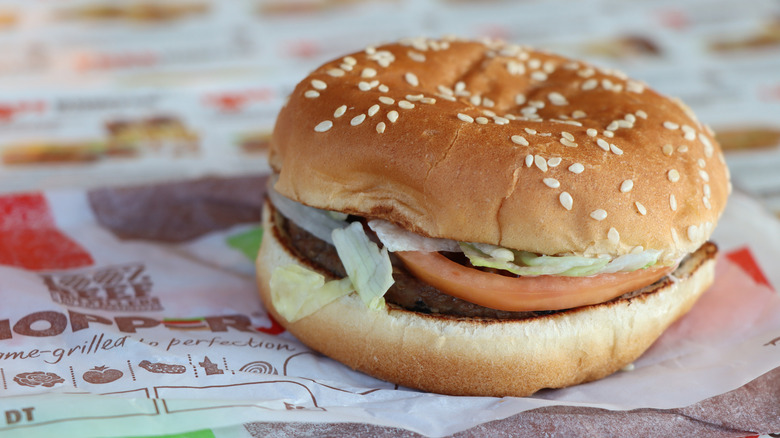 Burger King burger on paper