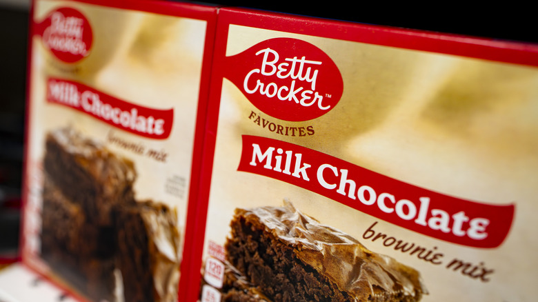 Two boxes of Better Crocker brownie mix