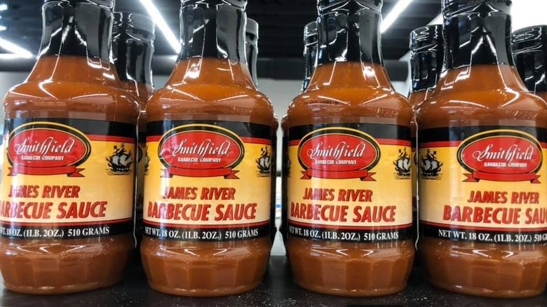 Bottles of Smithfield James River Barbecue Sauce